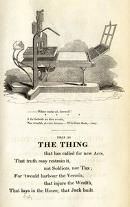 Esta é a coisa, ilustração da casa política que Jack construiu por William Hone, publicado 1819 de English School
