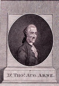 Thomas Augustine Arne (1710-78) (gravura) de English School