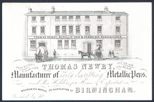 Thomas Newey, fabricante de canetas metálicas, cartão comercial de English School