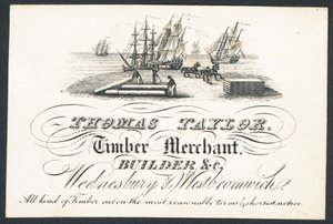 Thomas Taylor, comerciante de madeira, construtor etc, cartão de comércio de English School