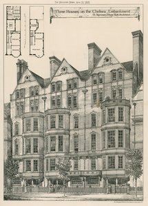 Três, casas, ligado, a, Chelsea, Embankment de English School