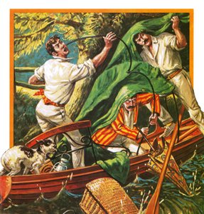 Três homens em um barco de English School