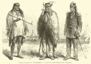 Três etapas da civilização, um esboço perto de Fort Laramie de English School