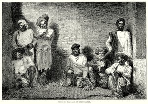 Bandidos na baliza de Aurangabad (gravura) de English School