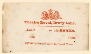 Bilhete para o Drury Lane Theatre, em Londres de English School