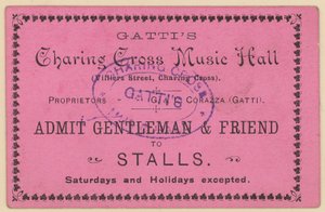 Bilhete para o Gattis Charing Cross Music Hall de English School