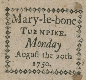 Bilhete para o Turnpike Mary-le-Bone de English School