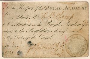 Bilhete de admissão para a Royal Academy, Londres de English School