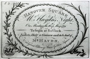 Bilhete para &39;Mr. Noite de Haydn &39;em Hanover Square, 16 de maio de 1791 de English School