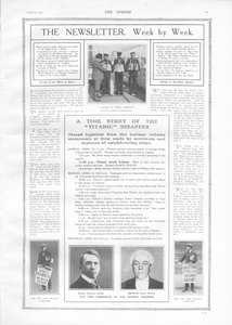 Cronograma de eventos e artigos sobre o naufrágio do Titanic, de The Sphere, 27 de abril de 1912 de English School