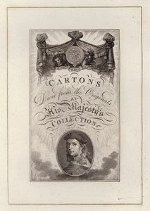 Página de título das caixas de papelão da colecção Originals in His Majestys (gravura) de English School