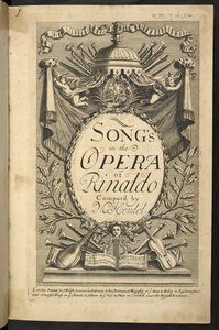 Página de título para "Canções na Ópera de Rinaldo" de Friedrich Handel de English School