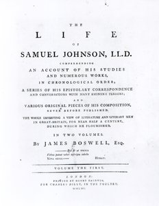 Página de título, da vida de Samuel Johnson por James Boswell (1740-1795) de English School
