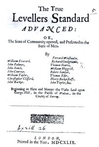 Página de título do The True Levellers Standard, publicada em 26 de abril de 1649 de English School