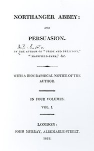 Página de rosto de Northanger Abbey and Persuasion, de Jane Austen, primeira edição, 1818 de English School