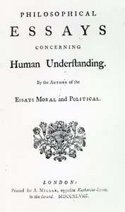 Título de Ensaios Filosóficos sobre o Entendimento Humano de David Hume, 1748 (impressão) de English School
