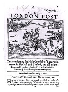 Titlepage of &39;The London News&39;, Comunicando os altos conselhos de ambos os parlamentos na Inglaterra e na Escócia de English School