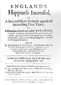 Titlepage to Englands Happiness Melhorado por John Forster, publicado em 1664 (impresso) de English School