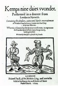 Título para William Kemps Nine Days Wonder, publicado em 1600 de English School