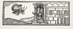 Tom escondeu-se e tentou fugir nas costas de uma borboleta, ilustração de Chap-books do século XVIII de John Ashton, pub. 1882