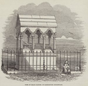 Túmulo de Grace Darling no adro da igreja de Bamborough (gravura) de English School