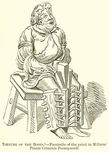 Tortura das Botas .-- Fac-símile da Imprensa em Millaeus Praxis Criminis Persequendi de English School