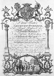 Cartão de comércio de David Porter, varredura de chaminé e Nightman, século XIX de English School