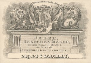 Cartão de comércio, Baker, fabricante de culatras de English School