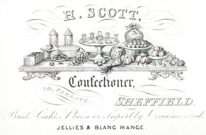 Cartão de comércio, H Scott de English School