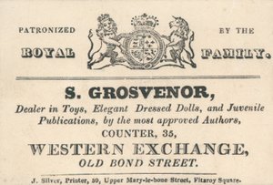 Cartão de comércio, S Grosvenor de English School