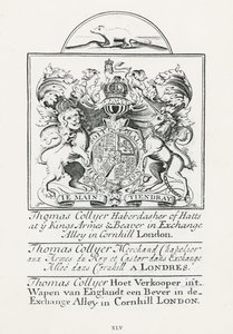 Cartão comercial para Thomas Collyer, Cornhill Haberdasher de English School