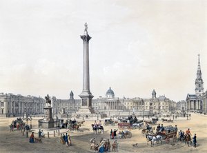 Trafalgar Square com a National Gallery e a Igreja St Martins de English School