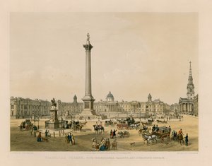 Trafalgar Square com a National Gallery e a Igreja St Martins de English School