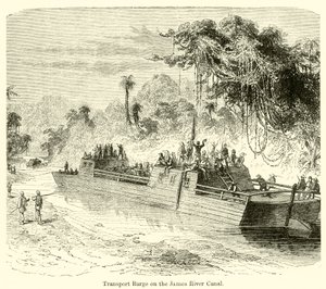 Barcaça de Transporte no Canal do Rio James (gravura) de English School
