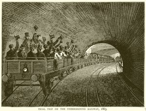Viagem de Julgamento na Ferrovia Subterrânea, 1863 de English School