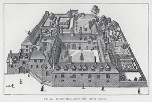Trinity Hall cerca de 1688, após Loggan (gravura) de English School