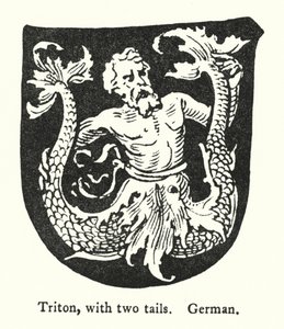 Tritão, com duas caudas, alemão (gravura) de English School