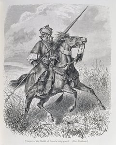 Soldado do guarda-costas do xeque de Bornu, de "The History of Mankind", Vol.III, do Prof. Friedrich Ratzel, 1898 de English School