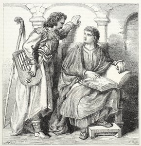 Troubadour e Barbe, ilustração da história do protestantismo por James Aitken Wylie (1808-1890), bar. 1878 de English School