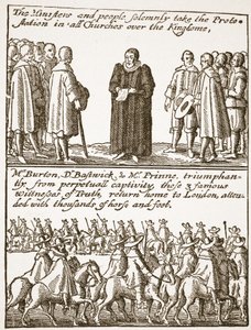 Verdadeiras informações sobre o começo e a causa de todos os nossos problemas: como eclodiram e como foram evitados, a partir de um panfleto puritano, 1648, ilustração de A Igreja da Inglaterra: Uma História para o Povo em HD de English School