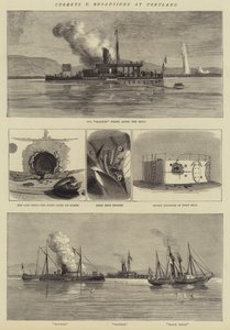 Turrets v Broadsides at Portland (gravura) de English School