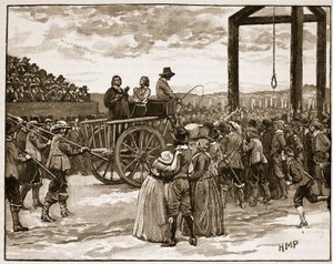Tyburn no tempo de Charles I, ilustração da história ilustrada de Cassells da Inglaterra (foto sépia) de English School