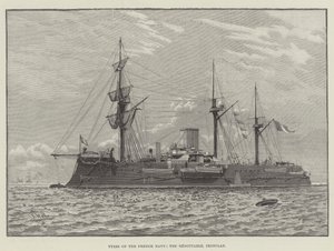 Tipos da Marinha Francesa, o Redoutable, Ironclad (gravura) de English School