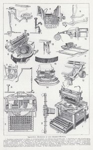 Máquinas de escrever, mecanismo de algumas máquinas padrão (litho) de English School