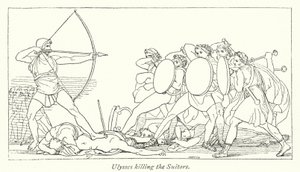 Ulisses matando os Suitors (litho) de English School