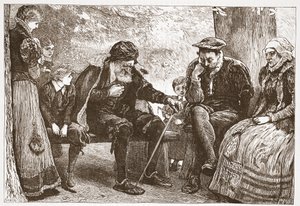 Sob as árvores de Linden, ilustração de A História do Protestantismo por James Aitken Wylie (1808-1890), pub. 1878 de English School