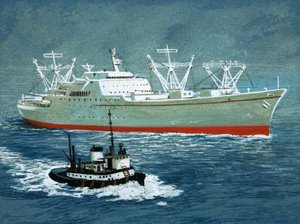 Barco não identificado e rebocador de English School
