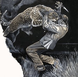 Homem não identificado sendo atacado por um leopardo de English School