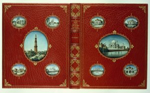 Capas superior e inferior, dez miniaturas ovais de mesquitas, com bordas douradas de English School