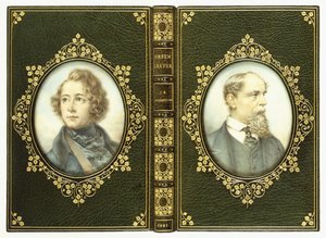 Capas superior e inferior, com dois retratos ovais de Charles Dickens de English School